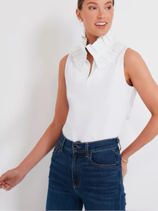 Tuckernuck Tops - Tuckernuck White Sleeveless Bouvier Blouse Size Medium